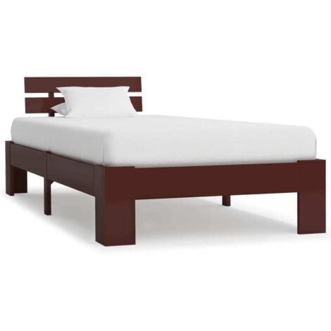 Bed Frame without Mattress Dark Brown Solid Pine Wood 100x200 cm vidaXL