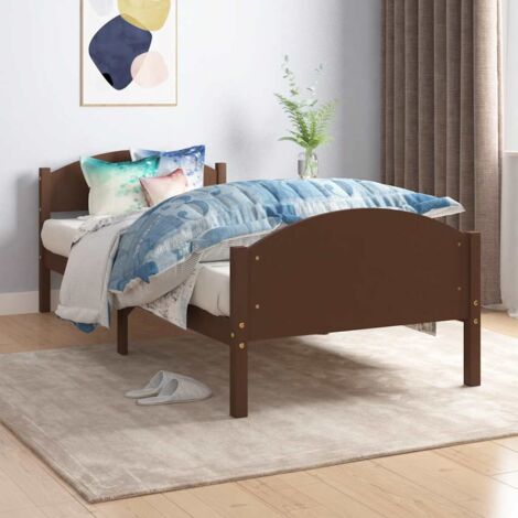 Bed Frame without Mattress Dark Brown Solid Pine Wood 100x200cm vidaXL