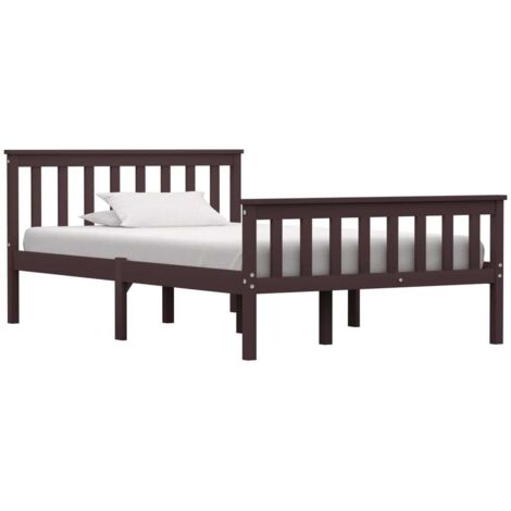 Bed Frame without Mattress Dark Brown Solid Pinewood 120x200 cm vidaXL