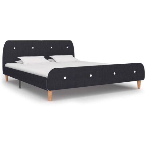 Bed Frame without Mattress Dark Grey Fabric 150x200 cm King Size vidaXL