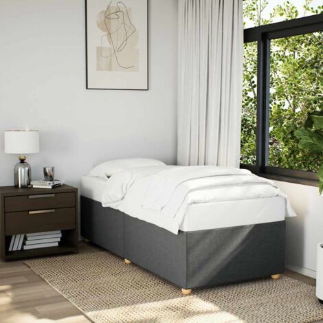 Bed Frame without Mattress Dark Grey Single Fabric vidaXL