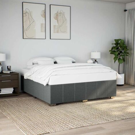 Bed Frame without Mattress Dark Grey Super King Fabric vidaXL