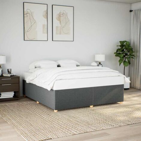 Bed Frame without Mattress Dark Grey Super King Fabric vidaXL