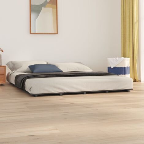 Bed Frame without Mattress Grey 180x200 cm Super King Solid Wood Pine vidaXL