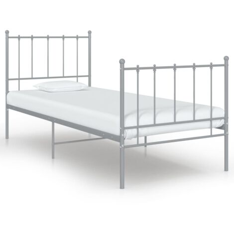 Bed Frame without Mattress Grey Metal 100x200 cm vidaXL