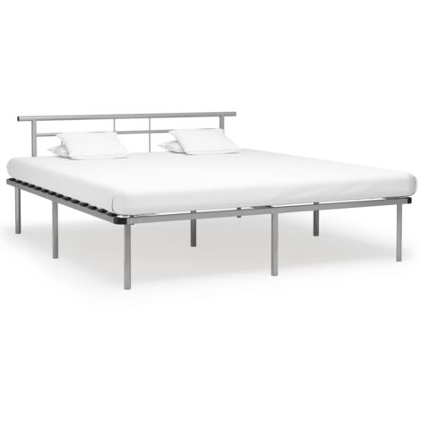 Bed Frame without Mattress Grey Metal 200x200cm vidaXL