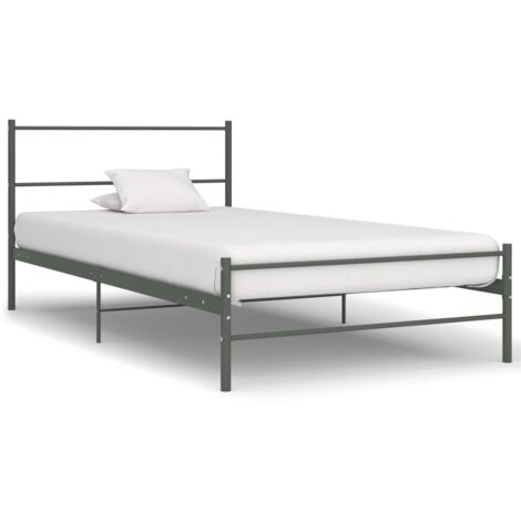 Bed Frame without Mattress Grey Metal 90x200 cm vidaXL