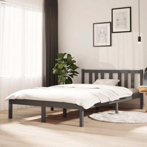 Bed Frame without Mattress Grey Solid Wood 120x200 cm vidaXL
