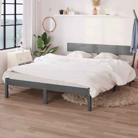 Bed Frame without Mattress Grey Solid Wood 200x200 cm vidaXL