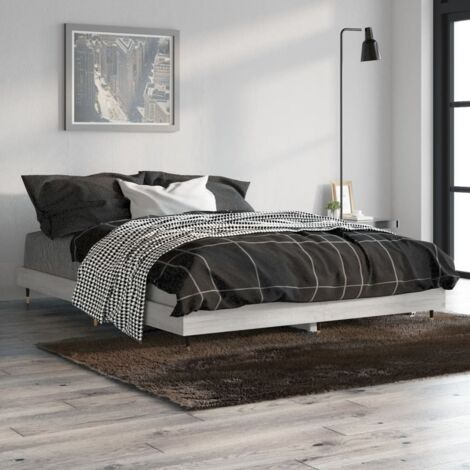 Bed Frame without Mattress Grey Sonoma 135x190 cm Double Engineered Wood vidaXL