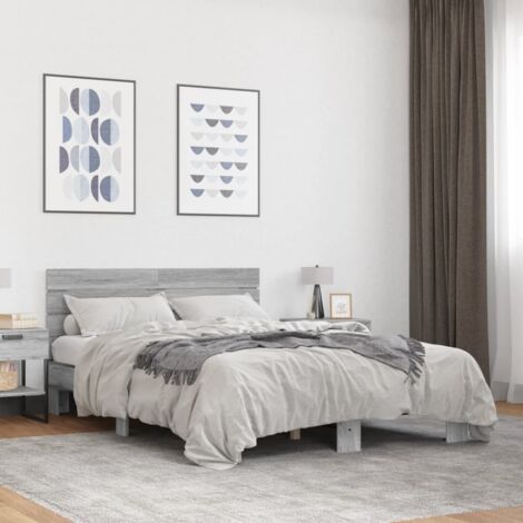 Bed Frame without Mattress Grey Sonoma 140x200 cm vidaXL