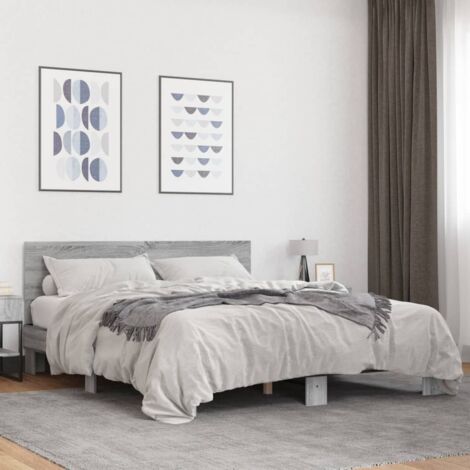 Bed Frame without Mattress Grey Sonoma 150x200 cm King Size vidaXL