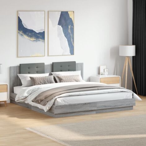 Bed Frame without Mattress Grey Sonoma 200x200cm vidaXL