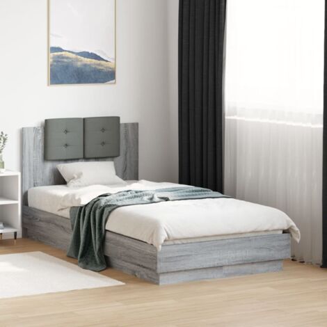 Bed Frame without Mattress Grey Sonoma 75x190 cm Small Single vidaXL