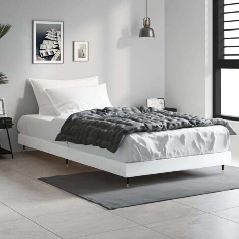 Bed Frame without Mattress High Gloss White 90x190 cm Single vidaXL