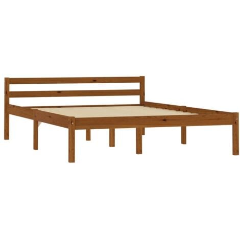 Bed Frame without Mattress Honey Brown Solid Pine Wood 140x200cm vidaXL