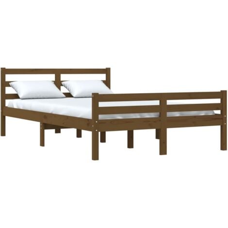 Bed Frame without Mattress Honey Brown Solid Wood 150x200 cm King Size vidaXL