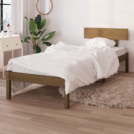 Bed Frame without Mattress Honey Brown Solid Wood Pine Single vidaXL