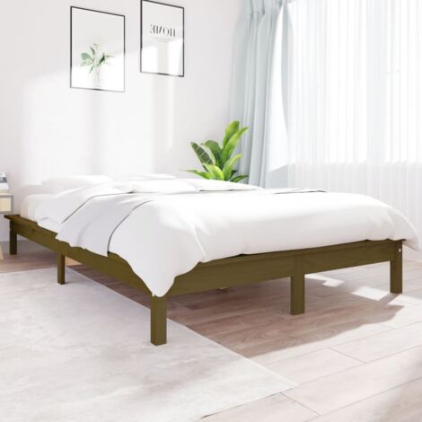 Bed Frame without Mattress Honey Brown Super King Size Solid Wood vidaXL