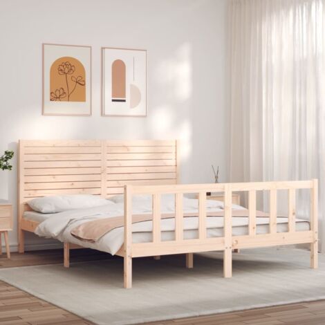 Bed Frame without Mattress King Size Solid Wood Pine vidaXL