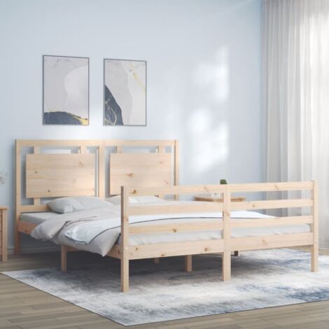 Bed Frame without Mattress King Size Solid Wood vidaXL