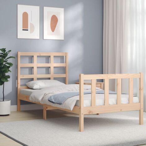 Bed Frame without Mattress Small Single Solid Wood Pine vidaXL