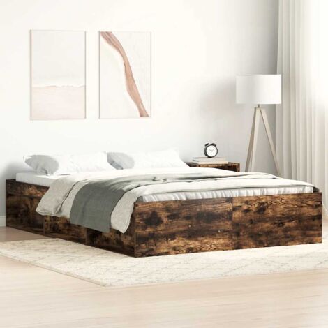 Bed Frame without Mattress Smoked Oak 120x200 cm vidaXL
