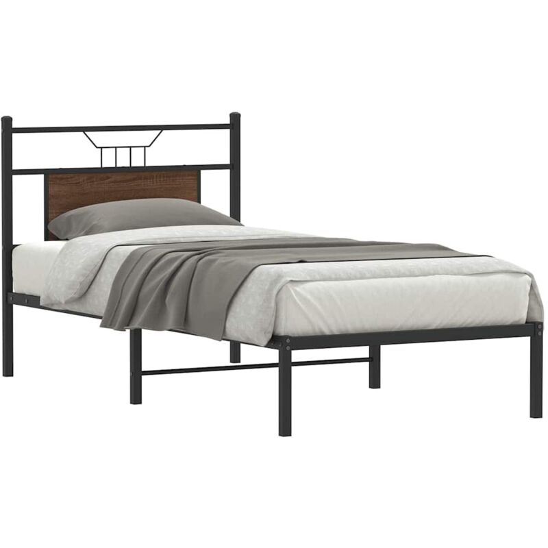 Bed Frame Without Mattress Brown Oak 80x200 Cm Engineered Wood Vidaxl