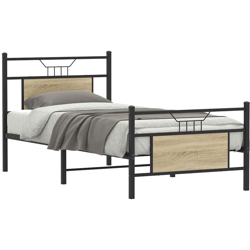 Bed Frame Without Mattress Sonoma Oak 80x200 Cm Engineered Wood Vidaxl