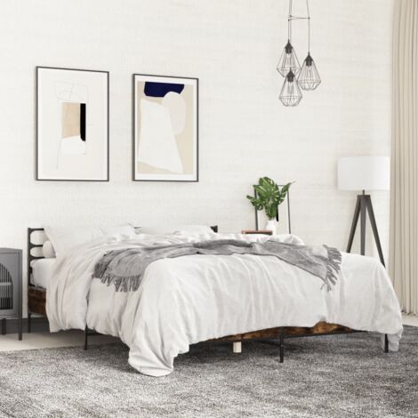 Bed Frame without Mattress Smoked Oak 150x200 cm King Size vidaXL