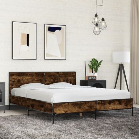 Bed Frame without Mattress Smoked Oak 150x200 cm King Size vidaXL