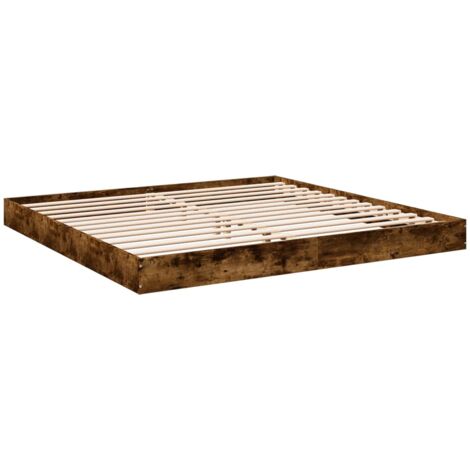 Bed Frame without Mattress Smoked Oak 180x200 cm Super King Engineered Wood vidaXL
