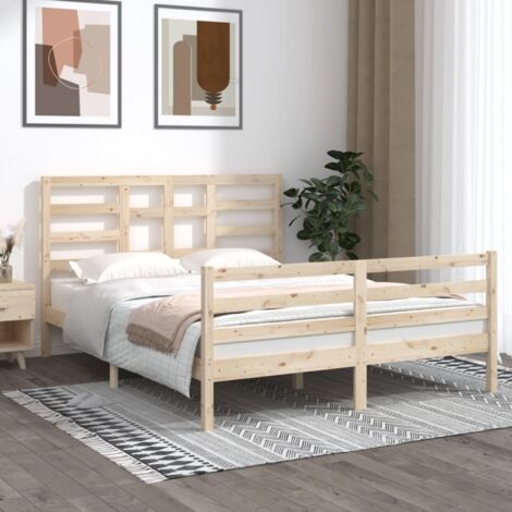 Bed Frame without Mattress Solid Wood 150x200 cm King Size vidaXL