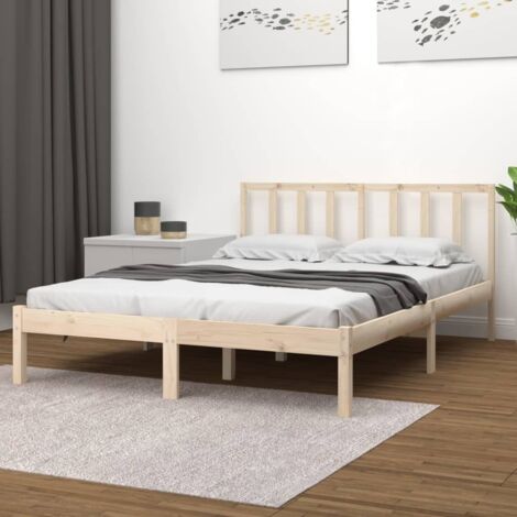 Bed Frame without Mattress Solid Wood Pine 135x190 cm Double Double vidaXL