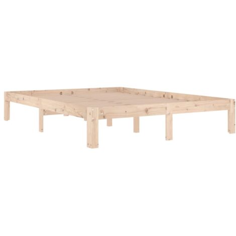 Bed Frame without Mattress Solid Wood Pine 140x190cm vidaXL