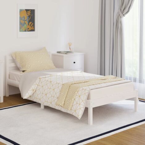 Bed Frame without Mattress Solid Wood Pine 90x200cm White vidaXL