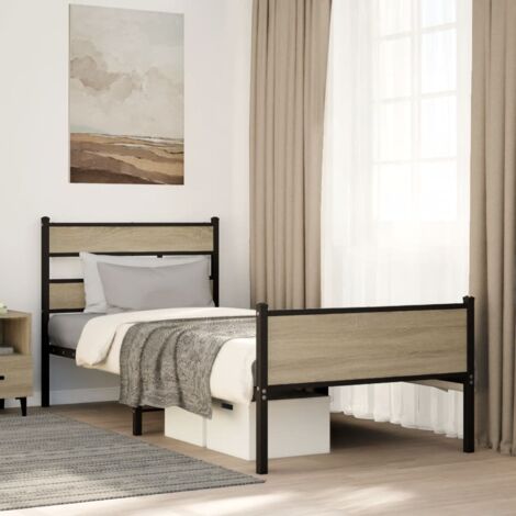 Bed Frame without Mattress Sonoma Oak 100x200 cm Engineered Wood vidaXL