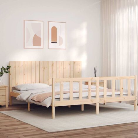 Bed Frame without Mattress Super King Size Solid Wood Pine vidaXL