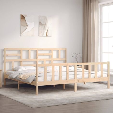 Bed Frame without Mattress Super King Size Solid Wood Pine vidaXL