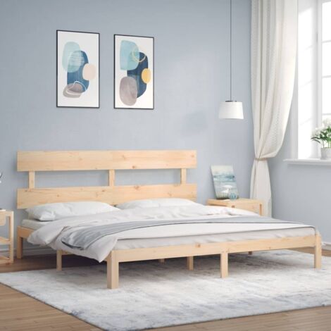 Bed Frame without Mattress Super King Size Solid Wood Pine vidaXL