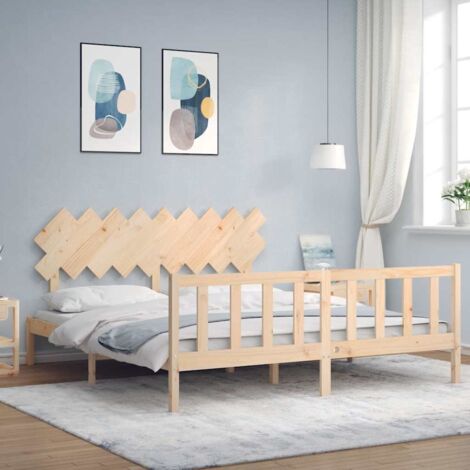 Bed Frame without Mattress Super King Size Solid Wood Pine vidaXL