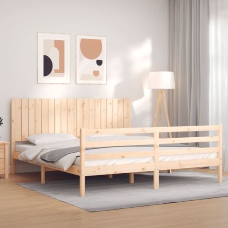 Bed Frame without Mattress Super King Size Solid Wood vidaXL