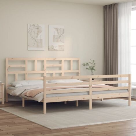Bed Frame without Mattress Super King Size Solid Wood vidaXL