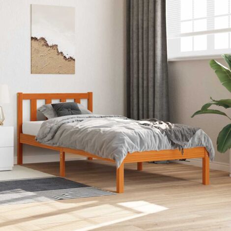 Bed Frame without Mattress Wax Brown 100x200 cm Solid Wood Pine vidaXL