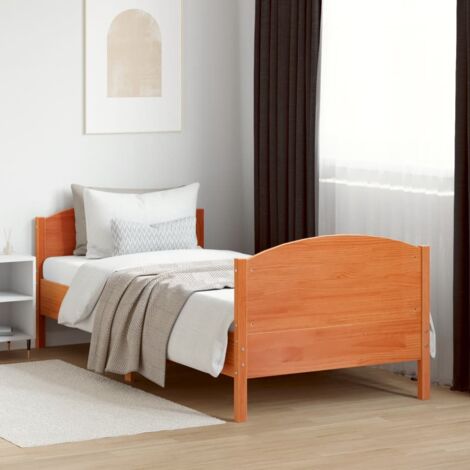 Bed Frame without Mattress Wax Brown 100x200 cm Solid Wood Pine vidaXL