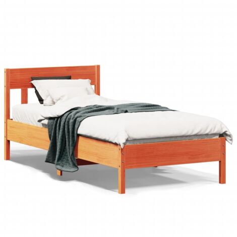 Bed Frame without Mattress Wax Brown 100x200 cm Solid Wood Pine vidaXL