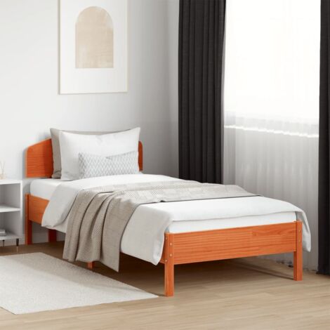 Bed Frame without Mattress Wax Brown 100x200 cm Solid Wood Pine vidaXL