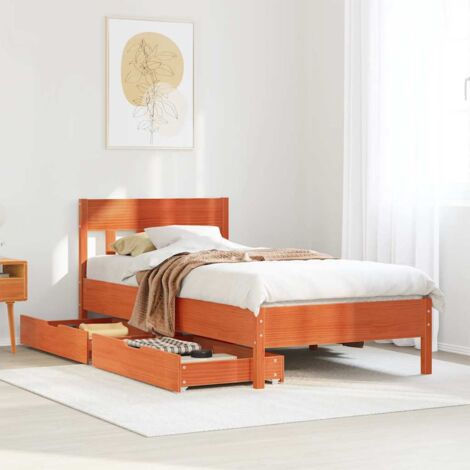 Bed Frame without Mattress Wax Brown 100x200 cm Solid Wood Pine vidaXL