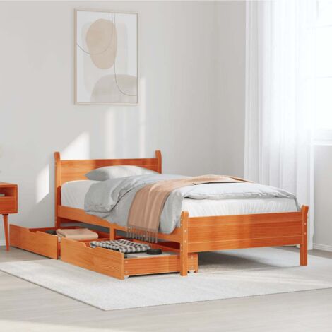 Bed Frame without Mattress Wax Brown 100x200 cm Solid Wood Pine vidaXL