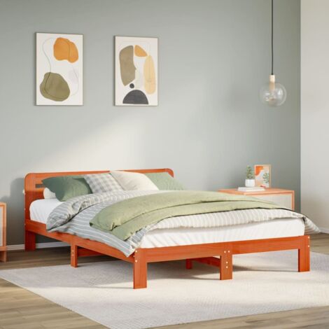 Bed Frame without Mattress Wax Brown 120x190 cm Small Double Solid Wood Pine vidaXL